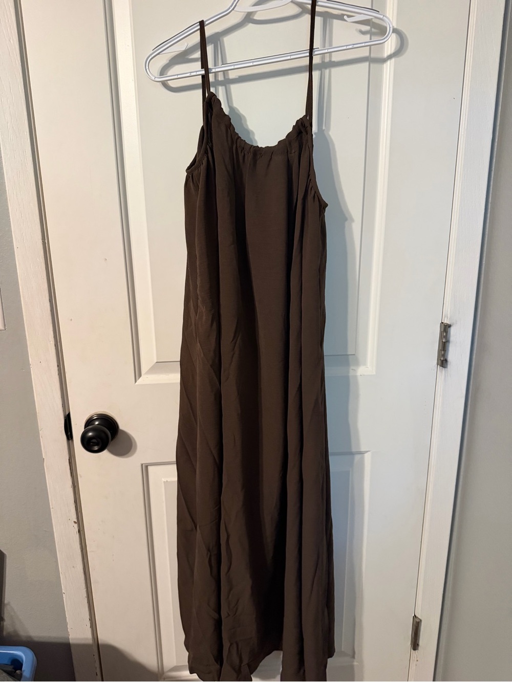 Brown Spaghetti-Strap Maxi Dress